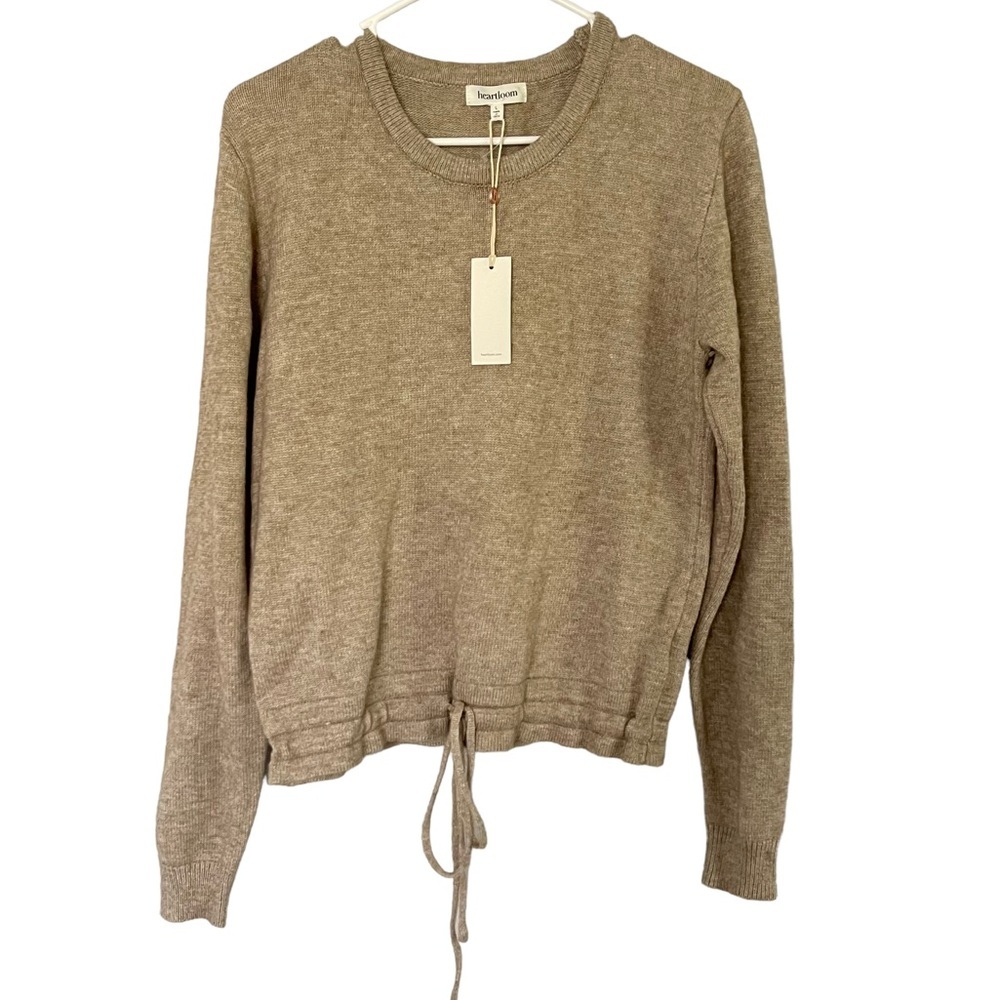 Heartloom Taupe Crewneck Drawstring Sweater NWT L